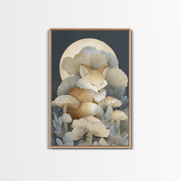 Woodland Fox Tucked Framed Canvas Print, Nursery Art, Minimalist Decor, Nursery Decor, Oil Painting, Nursery, NUR-2x3-12