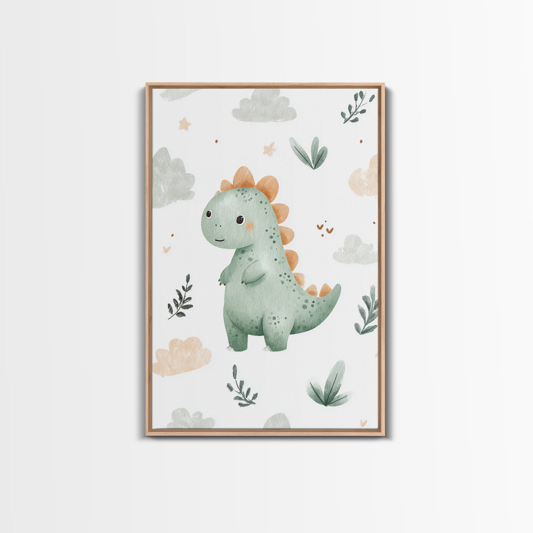 Tiny Dinosaur with Friendly Expression Canvas Print, Nursery Art, Luxury Decor, Nursery Decor, Nursery, Nursery Wall Art, NUR-2x3-23