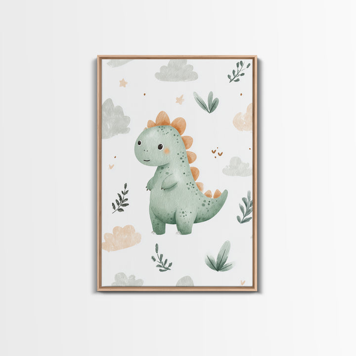 Tiny Dinosaur with Friendly Expression Canvas Print, Nursery Art, Luxury Decor, Nursery Decor, Nursery, Nursery Wall Art, NUR-2x3-23