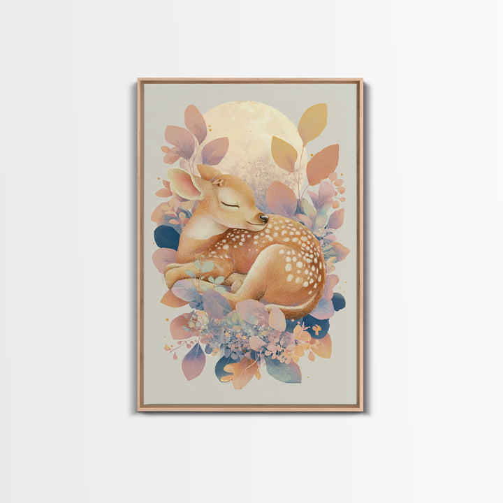 Deer Fawn Sleeping Canvas Print, Nursery Art, Fine Art Print, Nursery Decor, Fine Art, Nursery, Digital Art, Printable Wall Art, NUR-2x3-31