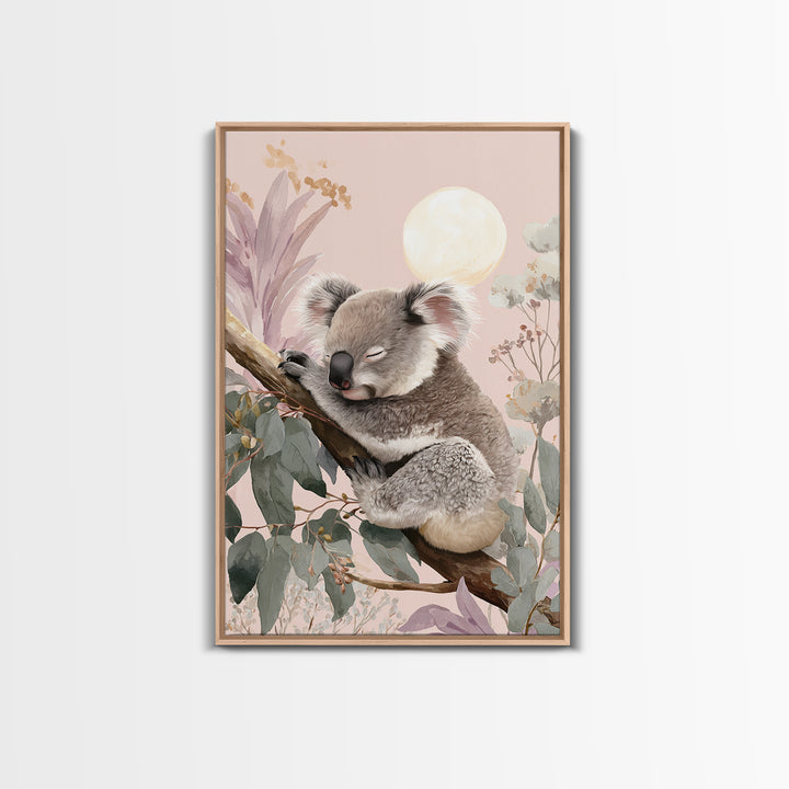Sleeping Koala on Eucalyptus Branch Canvas Print, Nursery Art, Wall Hangings, Nursery Decor, Oil Painting, Nursery, NUR-2x3-45