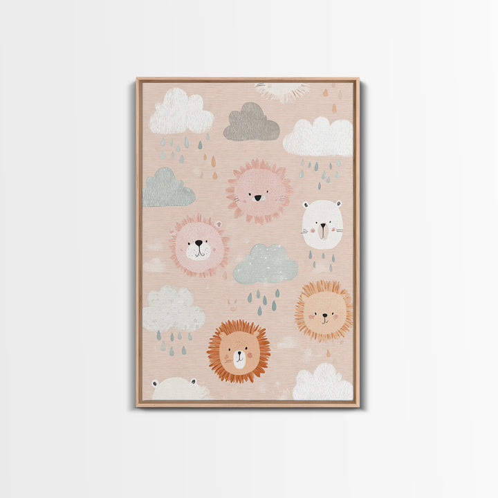 Clouds and Raindrops Canvas Print, Nursery Art, Minimalist Decor, Nursery Decor, Fine Art, Nursery, Nursery Wall Decor, NUR-2x3-54