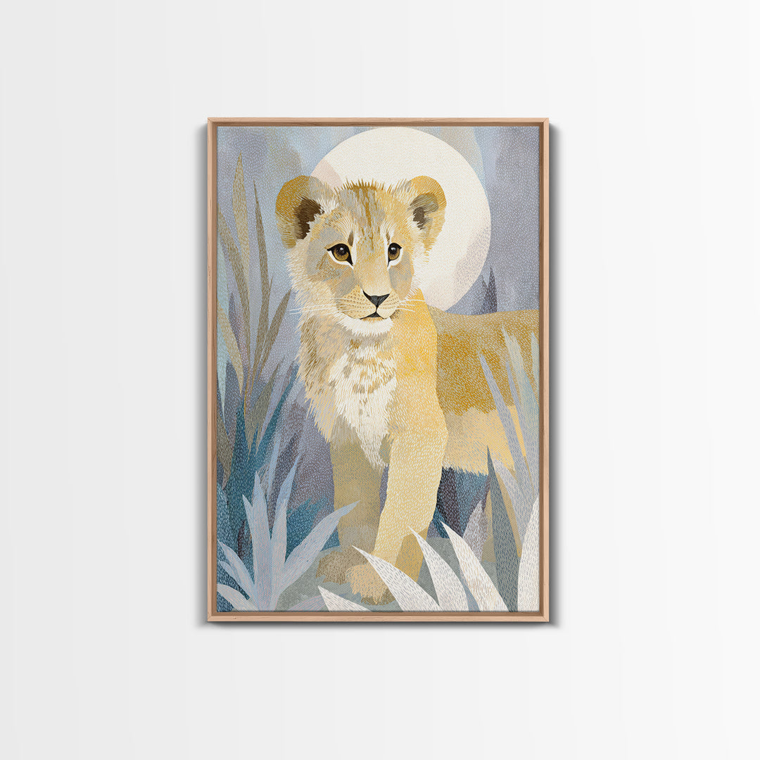 Lion Cub with Soft Golden Mane Canvas Print, Nursery Art, Wall Art Print, Nursery Decor, Fine Art, Nursery, Baby Girl Nursery, NUR-2x3-65