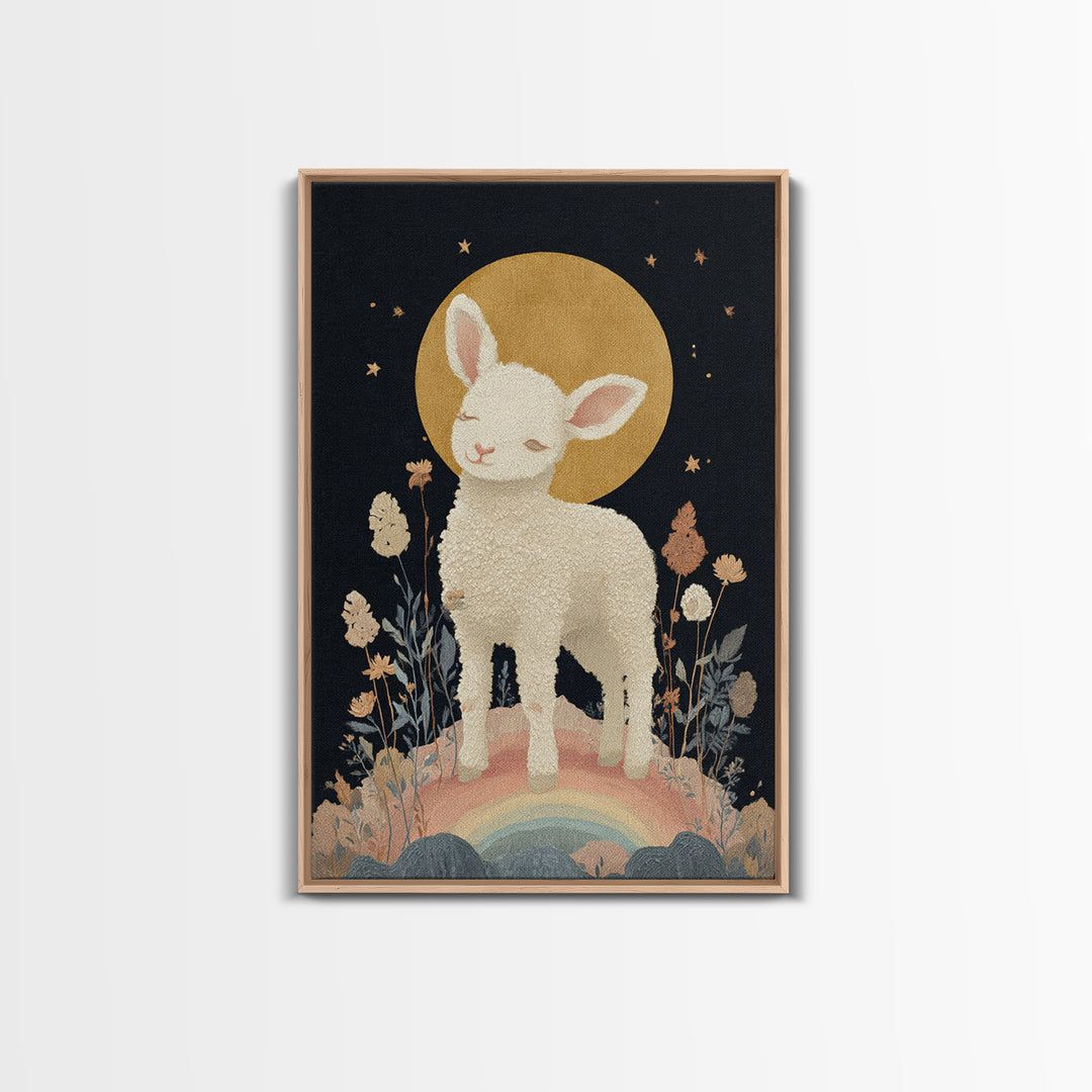 Little Lamb under a Starry Sky Canvas Print, Nursery Art, Nursery Prints, Nursery Decor, Fine Art, Nursery, Kids Wall Decor, NUR-2x3-99