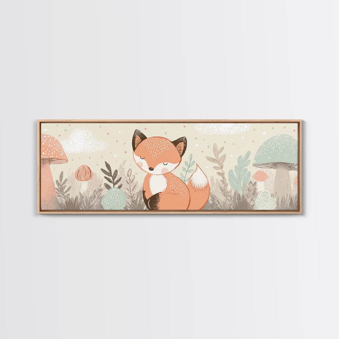 Woodland Fox Tucked Canvas Print, Nursery Art, Kids Room Wall Art, Nursery Decor, Fine Art, Nursery, Luxury Decor, Room Decor, NUR-3x1-20