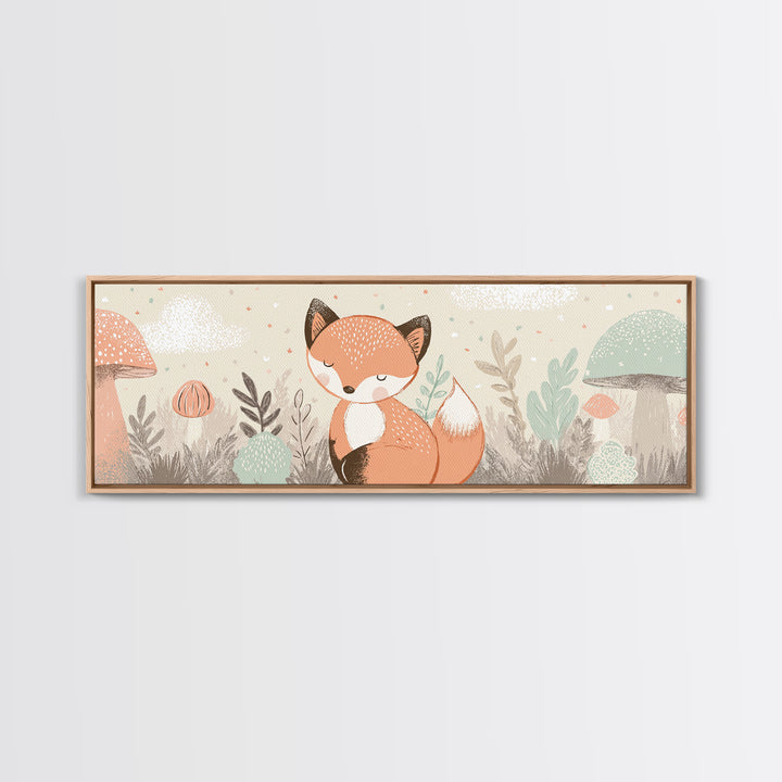 Woodland Fox Tucked Canvas Print, Nursery Art, Kids Room Wall Art, Nursery Decor, Fine Art, Nursery, Luxury Decor, Room Decor, NUR-3x1-20