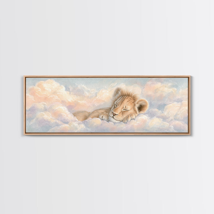 Lion Cub with Soft Golden Mane Canvas Print, Nursery Art, Woodland Nursery, Nursery Decor, Abstract Art, Nursery, Gallery Decor, NUR-3x1-25
