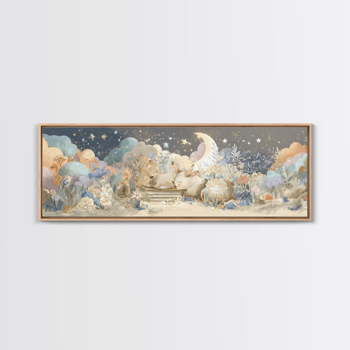 Animal Alphabet Scene Without Readable Letters Framed Canvas Print, Nursery Art, Boho Decor, Nursery Decor, Fine Art, Nursery, NUR-3x1-27