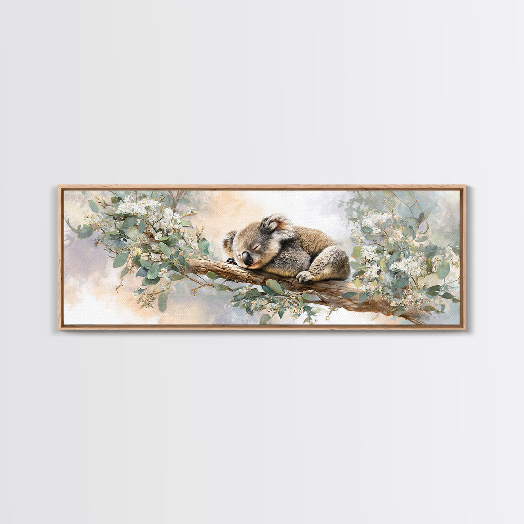 Sleeping Koala on Eucalyptus Branch Canvas Print, Nursery Art, Wall Art Set of 3, Nursery Decor, Nursery, Dinosaur Wall Art, NUR-3x1-29