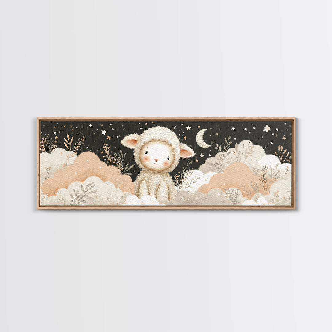 Little Lamb under a Starry Sky Canvas Print, Nursery Art, Luxury Decor, Nursery Decor, Fine Art, Nursery, Nursery Wall Art, NUR-3x1-35