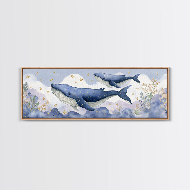 Whale and Tiny Stars Canvas Print, Nursery Art, Luxury Decor, Nursery Decor, Fine Art, Nursery, Nursery Wall Art, Printable Art, NUR-3x1-48