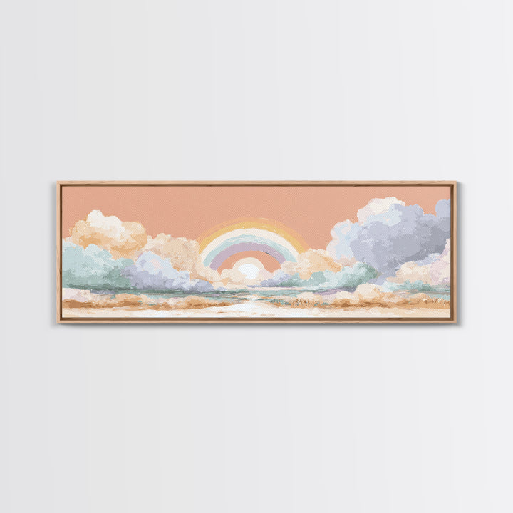 Rainbow Arch with Muted Nursery Colors Canvas Print, Nursery Art, Textured Painting, Nursery Decor, Oil Painting, Nursery, NUR-3x1-95