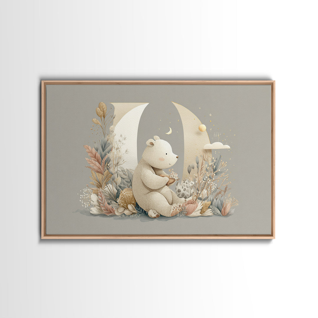 Animal Alphabet Scene Without Readable Letters Framed Canvas Print, Nursery Art, Nursery, Nursery Decor, Fine Art, Nursery, NUR-3x2-15