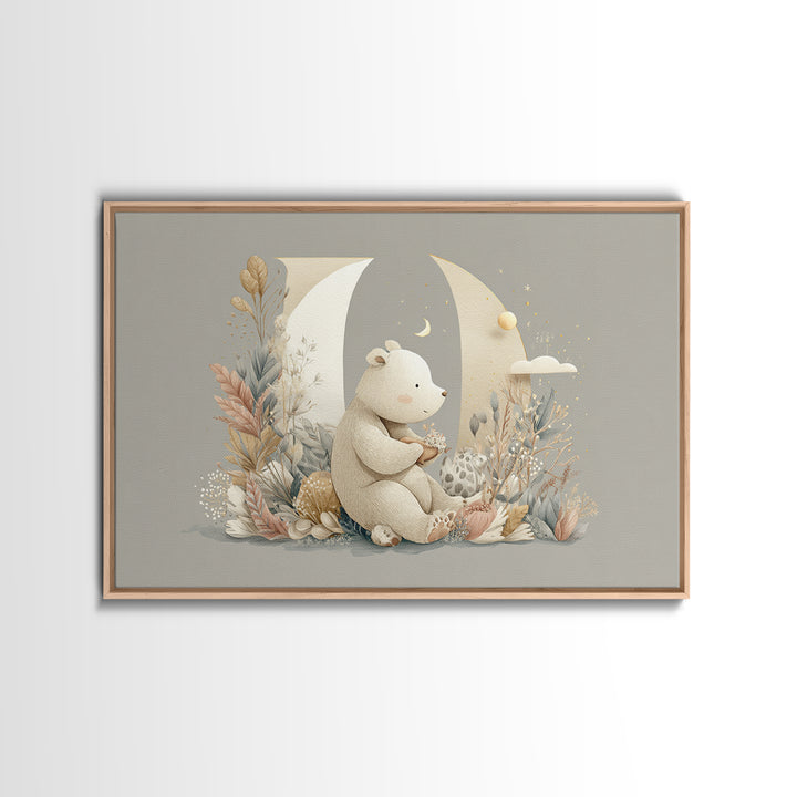 Animal Alphabet Scene Without Readable Letters Framed Canvas Print, Nursery Art, Nursery, Nursery Decor, Fine Art, Nursery, NUR-3x2-15