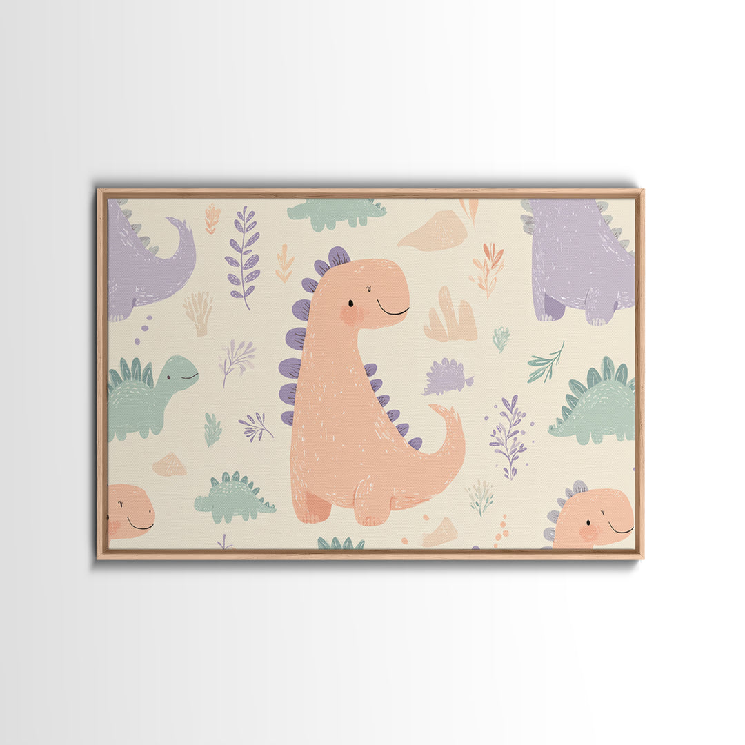 Tiny Dinosaur with Friendly Expression Canvas Print, Nursery Art, Textured Painting, Nursery Decor, Watercolor Art, Nursery, NUR-3x2-67