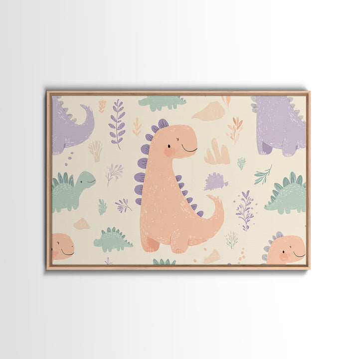 Tiny Dinosaur with Friendly Expression Canvas Print, Nursery Art, Textured Painting, Nursery Decor, Watercolor Art, Nursery, NUR-3x2-67