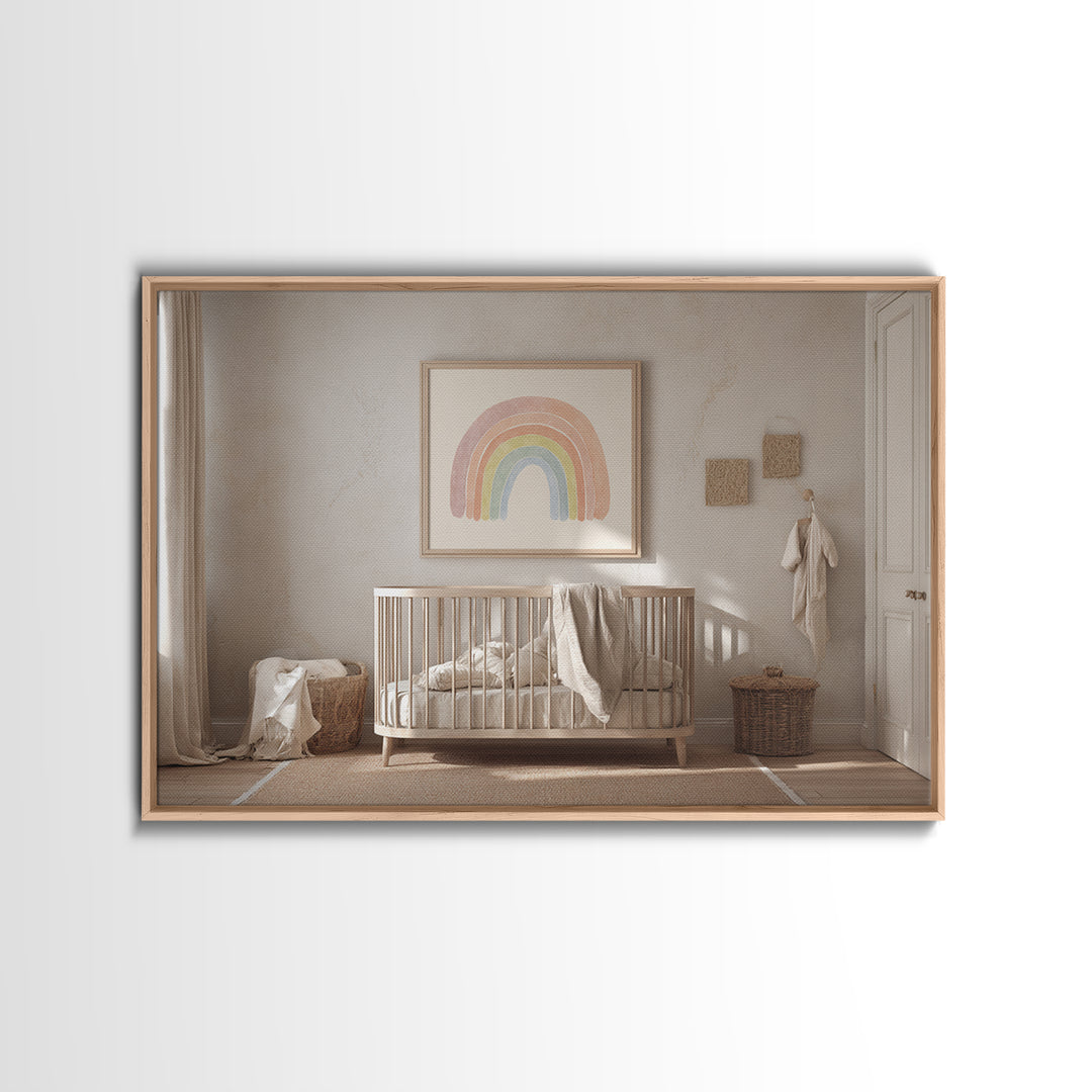 Rainbow Arch with Muted Nursery Colors Canvas Print, Nursery Art, Wall Art, Nursery Decor, Fine Art, Nursery, Nursery Prints, NUR-3x2-83