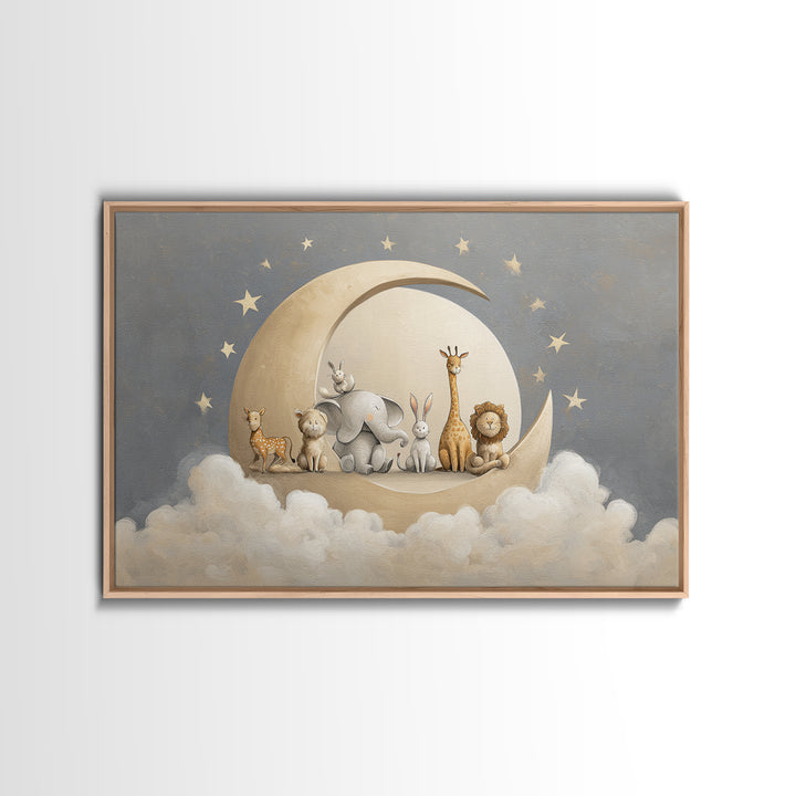 Animal Alphabet Scene Without Readable Letters Framed Canvas Print, Nursery Art, Modern Decor, Nursery Decor, Fine Art, Nursery, NUR-3x2-87