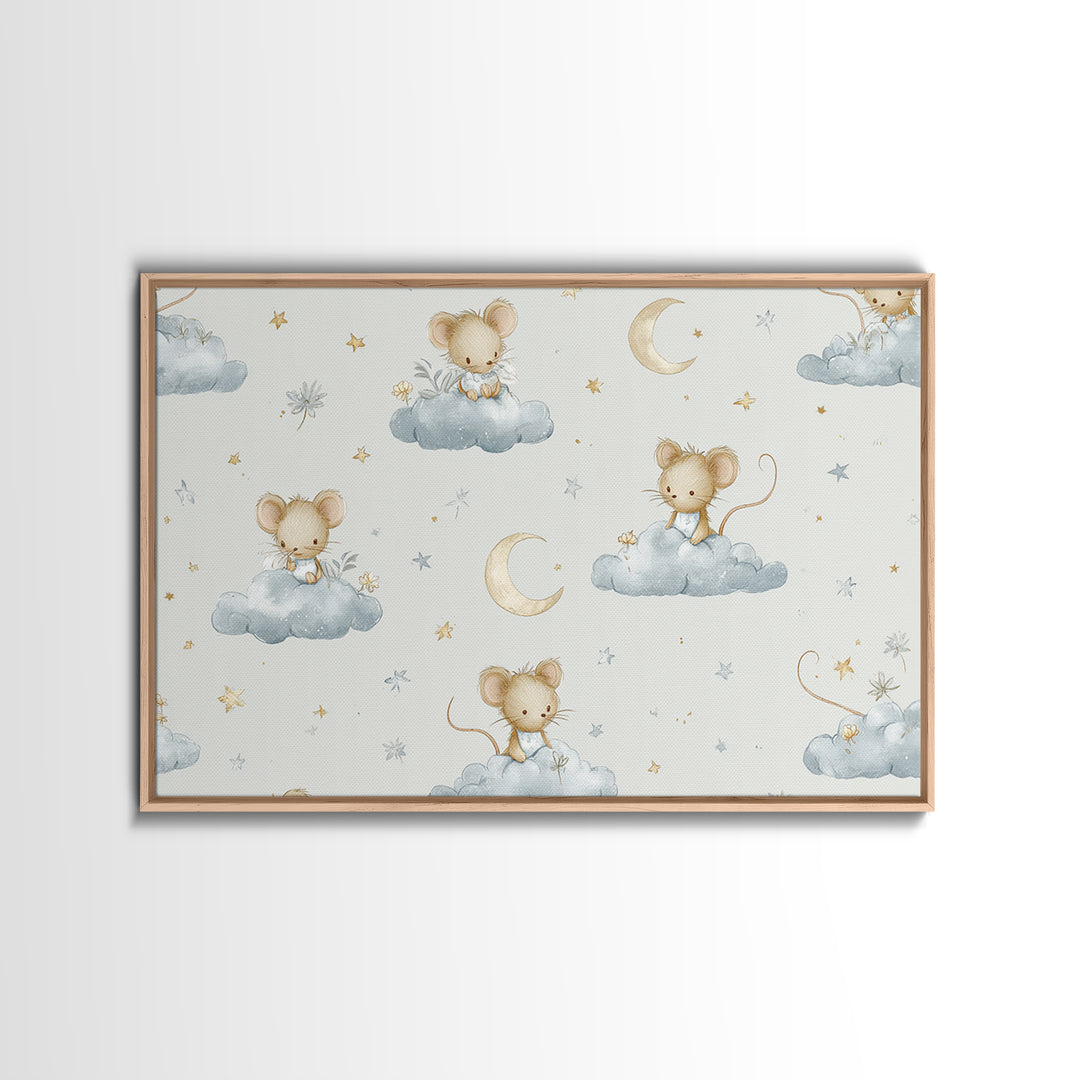 Ballet Mouse in Storybook Style Framed Canvas Print, Nursery Art, Luxury Decor, Nursery Decor, Nursery, Nursery Wall Art, NUR-3x2-96