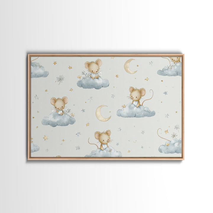 Ballet Mouse in Storybook Style Framed Canvas Print, Nursery Art, Luxury Decor, Nursery Decor, Nursery, Nursery Wall Art, NUR-3x2-96