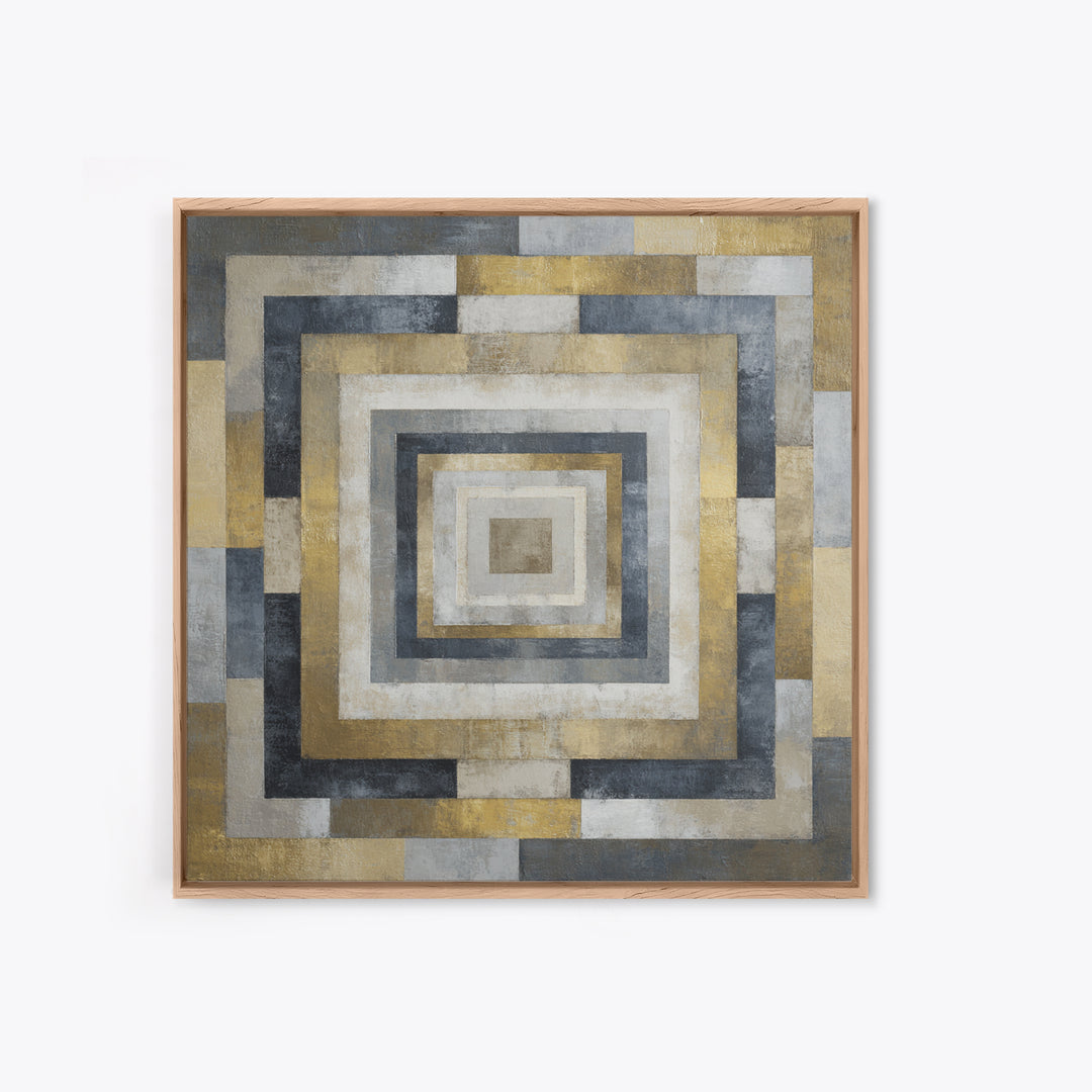 Geometric Labyrinth Pattern Canvas Print, Office Art, Wall Prints, Office Decor, Abstract Art, Focus, Cubicle Decor, OFF-1x1-18