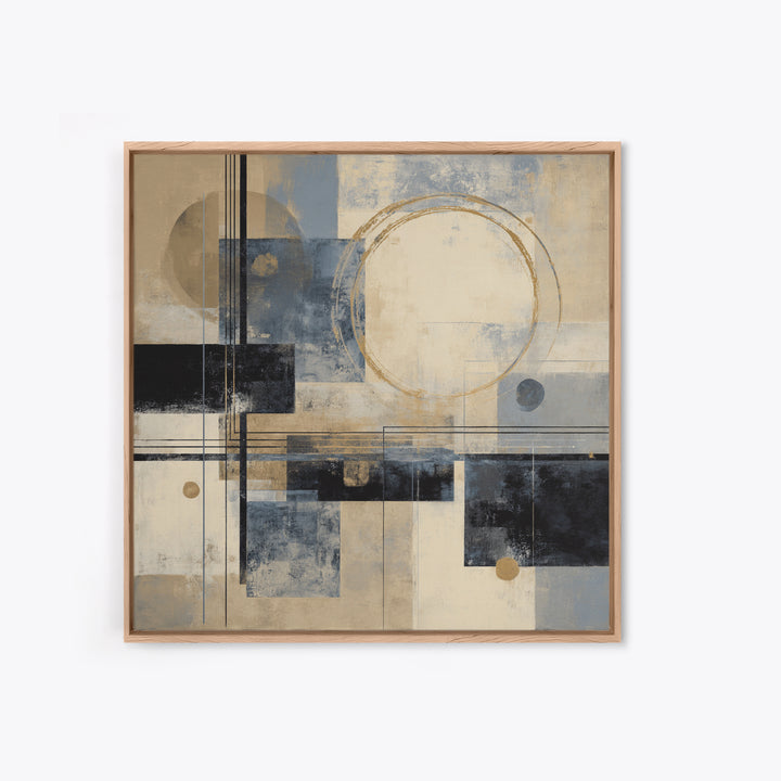 Gold Circle and Line Composition for Clarity Framed Canvas Print, Office Art, Gallery Decor, Office Decor, Fine Art, Focus, OFF-1x1-32