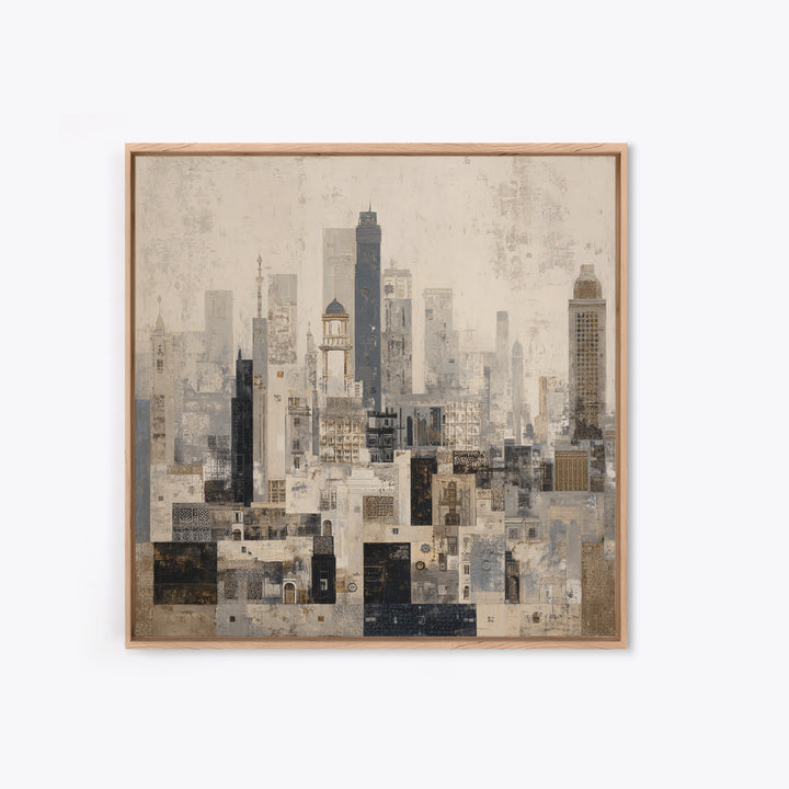 Black and White City Skyline Silhouette Canvas Print, Office Art, Downloadable Prints, Office Decor, Abstract Art, Focus, OFF-1x1-5