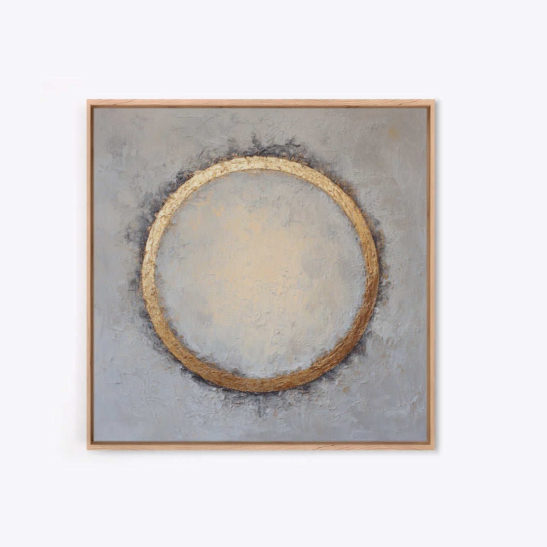 Gold Circle and Line Composition for Clarity Framed Canvas Print, Office Art, Office Decor, Abstract Art, Focus, OFF-1x1-56