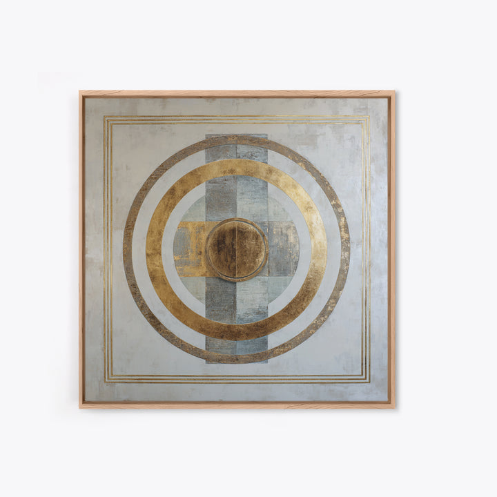 Gold Circle and Line Composition for Clarity Framed Canvas Print, Office Art, Printable Wall Art, Office Decor, Fine Art, Focus, OFF-1x1-8