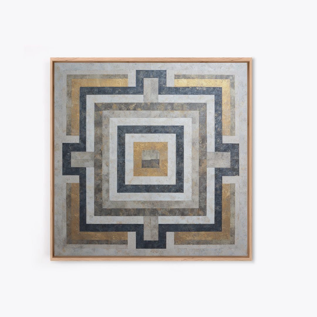 Geometric Labyrinth Pattern Canvas Print, Office Art, Downloadable Prints, Office Decor, Fine Art, Focus, Textured Painting, OFF-1x1-90