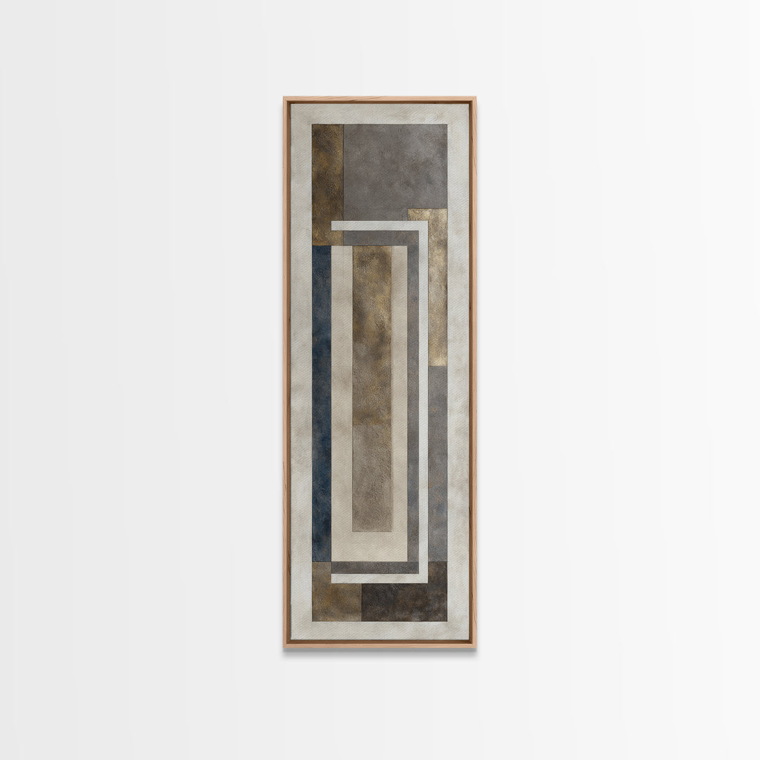 Geometric Labyrinth Pattern Framed Canvas Print, Office Art, Office Wall Art, Office Decor, Abstract Art, Focus, OFF-1x3-30