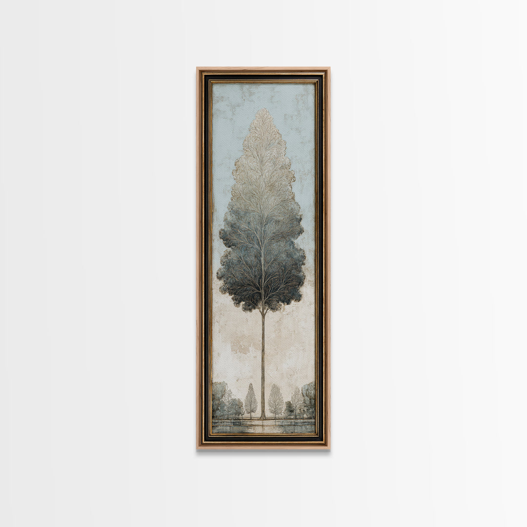 Ink Wash Tree Symbolizing Stability Framed Canvas Print, Office Art, Cubicle Decor, Office Decor, Fine Art, Focus, OFF-1x3-74
