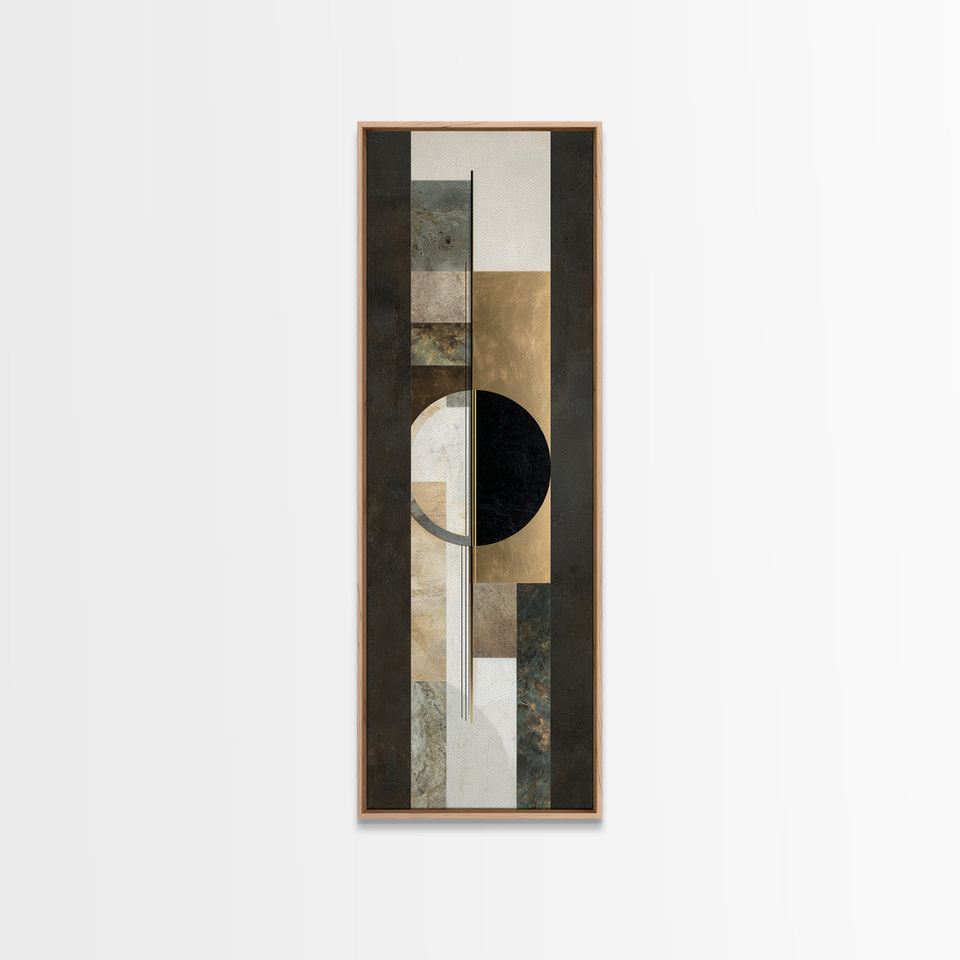 Gold Circle and Line Composition for Clarity Framed Canvas Print, Office Art, Wall Prints, Office Decor, Abstract Art, Focus, OFF-1x3-92