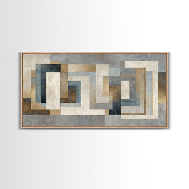 Geometric Labyrinth Pattern Framed Canvas Print, Office Art, Fine Art Print, Office Decor, Abstract Art, Focus, Poster, OFF-2x1-14