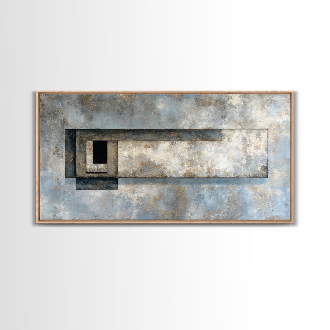 Geometric Labyrinth Pattern Framed Canvas Print, Office Art, Fine Art Print, Office Decor, Abstract Art, Focus, Poster, OFF-2x1-38