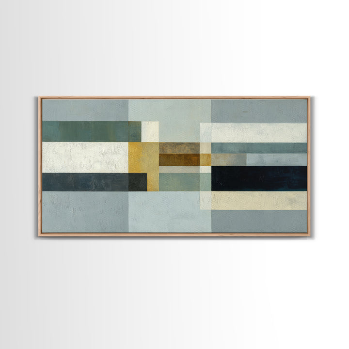 Modern Color Blocks Framed Canvas Print, Office Art, Digital Art, Office Decor, Fine Art, Focus, Ai Art, Digital Print, OFF-2x1-56