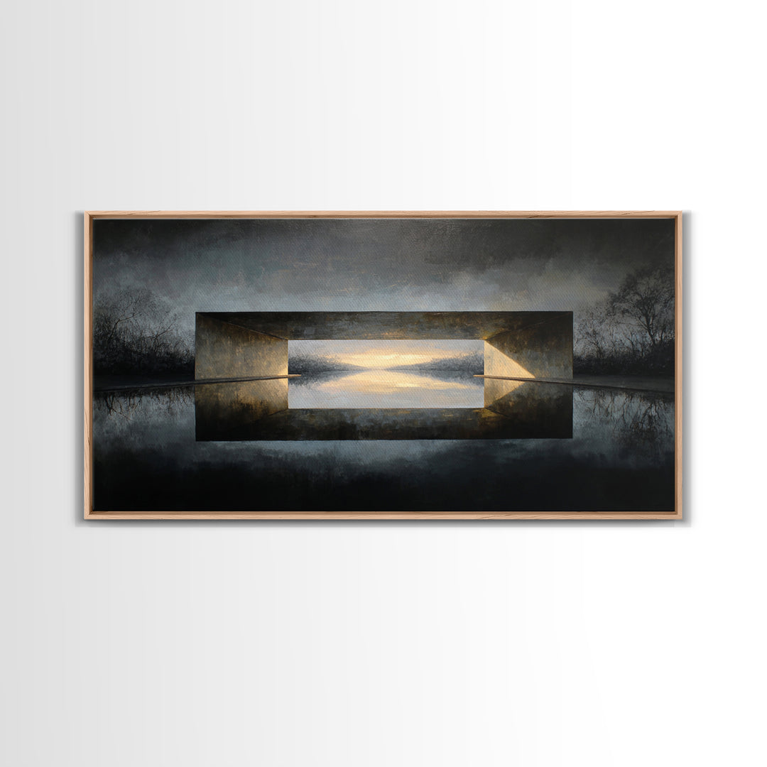 Monochrome Bridge Structure Canvas Print, Office Art, Contemporary Art, Office Decor, Abstract Art, Focus, Large Wall Art, OFF-2x1-78