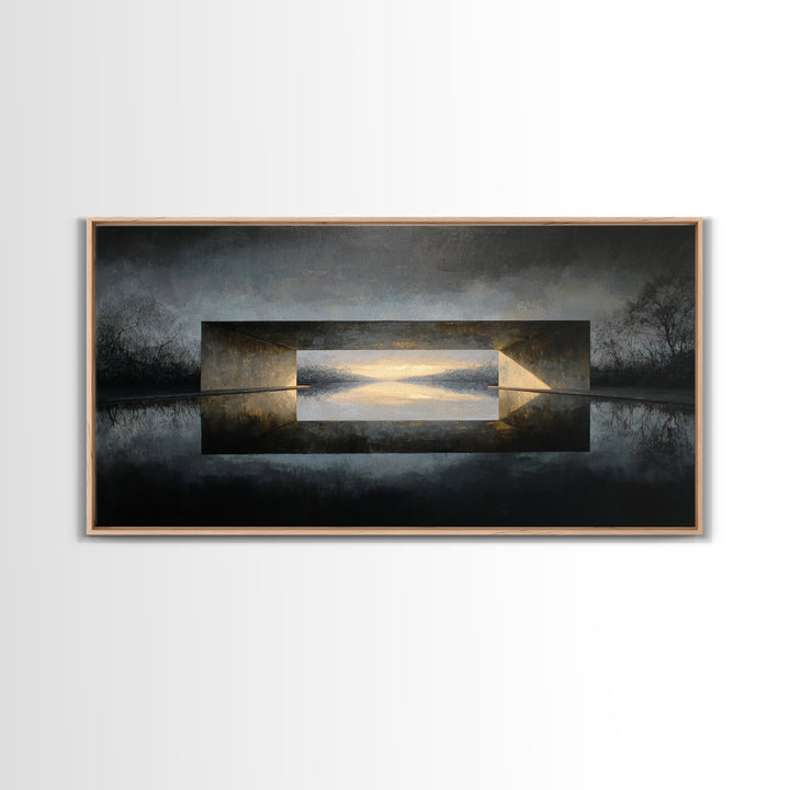 Monochrome Bridge Structure Canvas Print, Office Art, Contemporary Art, Office Decor, Abstract Art, Focus, Large Wall Art, OFF-2x1-78