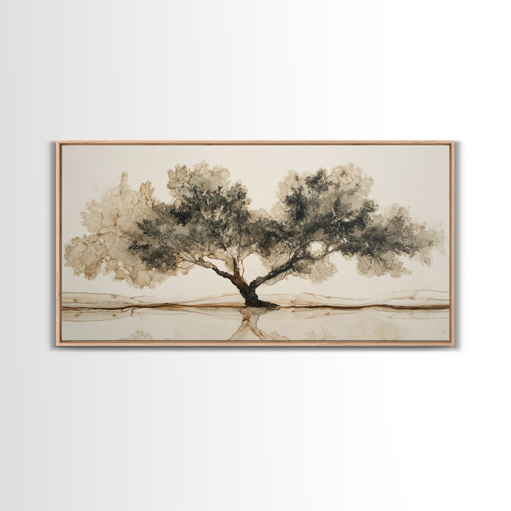 Ink Wash Tree Symbolizing Stability Canvas Print, Office Art, Wall Art, Office Decor, Fine Art, Focus, Boho, Art Deco, OFF-2x1-82