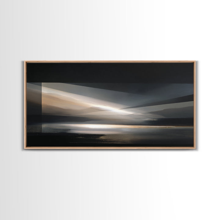 Blue Abstract Wave Pattern for Focus Framed Canvas Print, Office Art, Office Decor, Fine Art, Focus, Abstract Wall Art, OFF-2x1-85