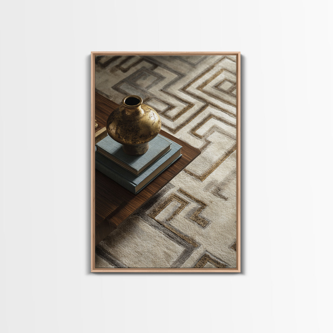 Geometric Labyrinth Pattern Framed Canvas Print, Office Art, Boho Decor, Office Decor, Focus, Digital Art, Pet Portrait, OFF-2x3-2