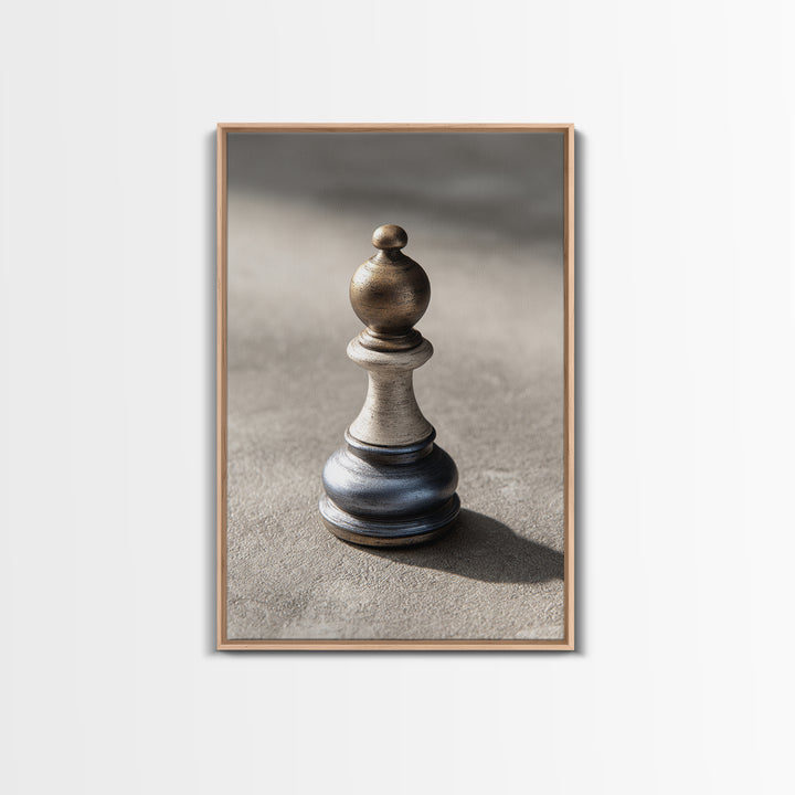 Minimal Chess Piece Still Life Framed Canvas Print, Office Art, Contemporary Art, Office Decor, Oil Painting, Focus, OFF-2x3-21