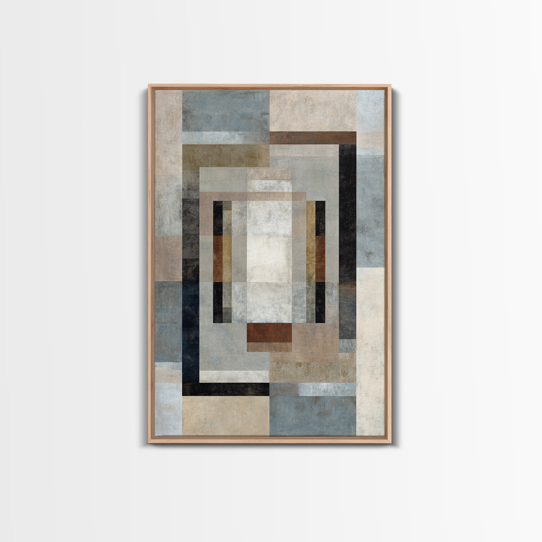 Geometric Labyrinth Pattern Framed Canvas Print, Office Art, Boho Decor, Office Decor, Focus, Digital Art, Pet Portrait, OFF-2x3-26