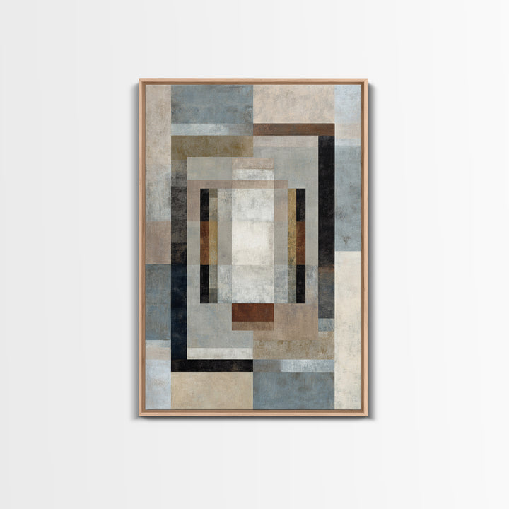 Geometric Labyrinth Pattern Framed Canvas Print, Office Art, Boho Decor, Office Decor, Focus, Digital Art, Pet Portrait, OFF-2x3-26