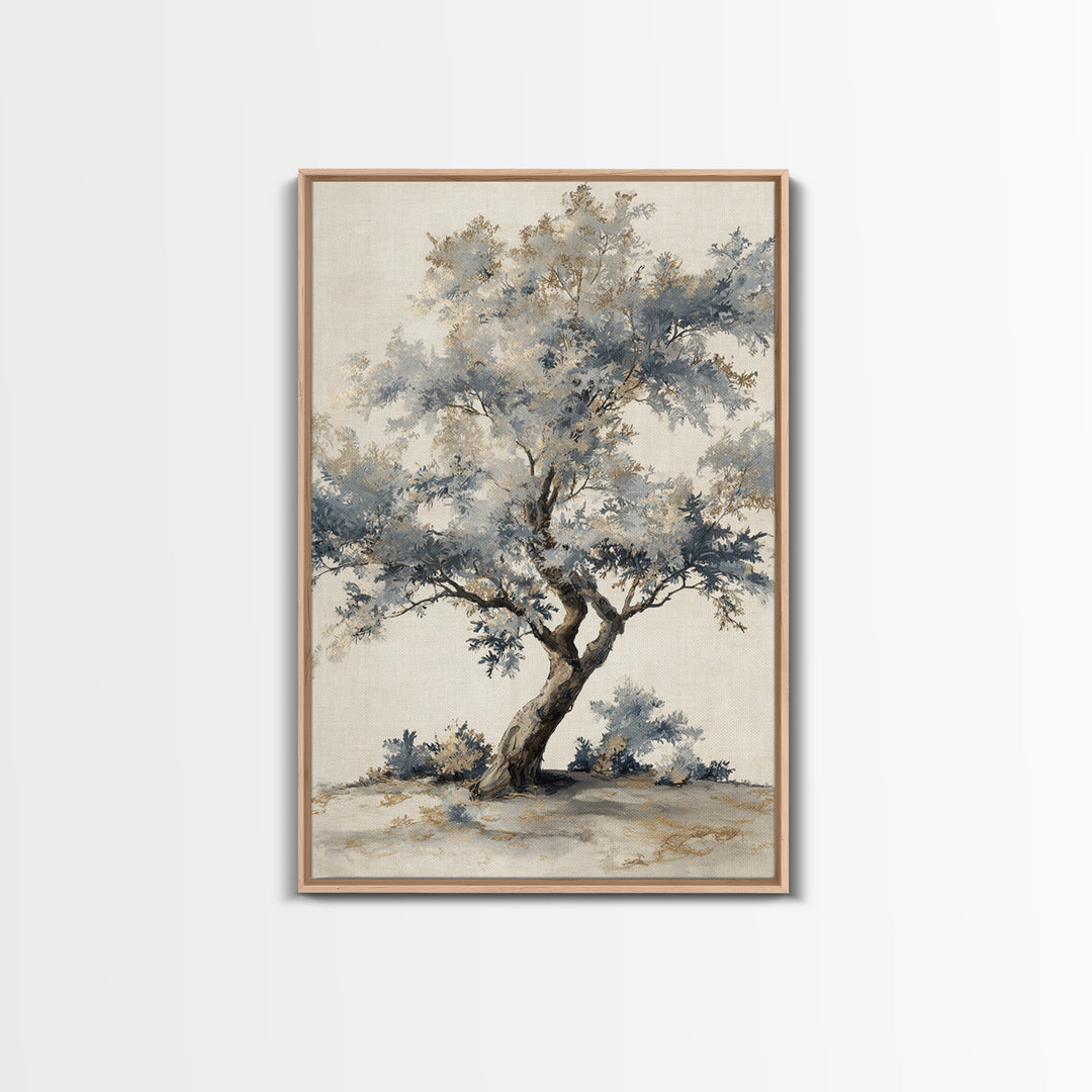 Ink Wash Tree Symbolizing Stability Framed Canvas Print, Office Art, Textured Painting, Office Decor, Fine Art, Focus, OFF-2x3-46