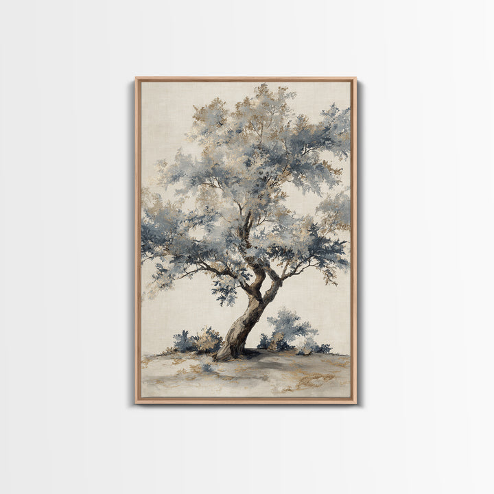 Ink Wash Tree Symbolizing Stability Framed Canvas Print, Office Art, Textured Painting, Office Decor, Fine Art, Focus, OFF-2x3-46
