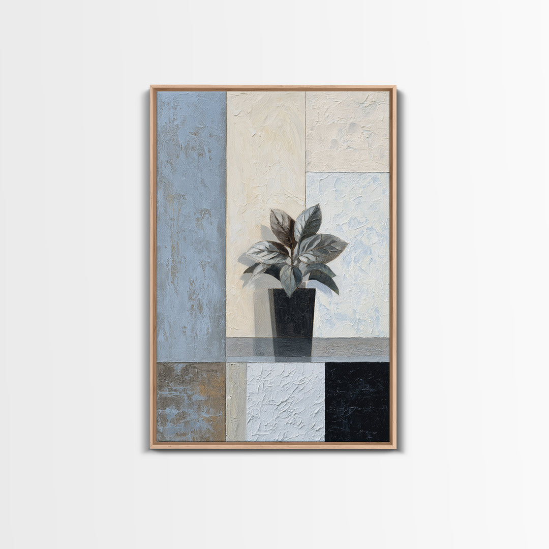 Desk Plant Botanical Closeup Framed Canvas Print, Office Art, Boho Decor, Office Decor, Fine Art, Focus, Digital Art, OFF-2x3-48