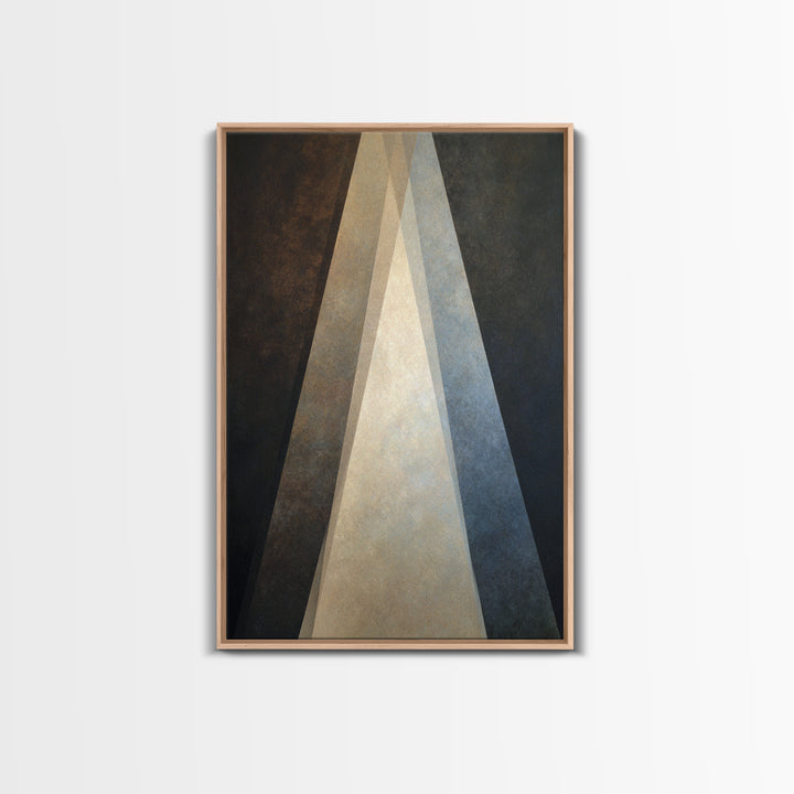 Abstract Light Beam Through Dark Shapes Framed Canvas Print, Office Art, Textured Painting, Office Decor, Fine Art, Focus, OFF-2x3-55