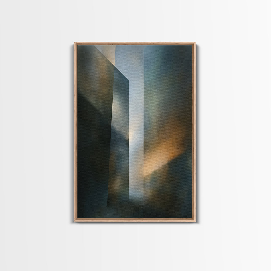 Abstract Light Beam Through Dark Shapes Canvas Print, Office Art, Dopamine Decor, Office Decor, Abstract Art, Focus, Boho Decor, OFF-2x3-7