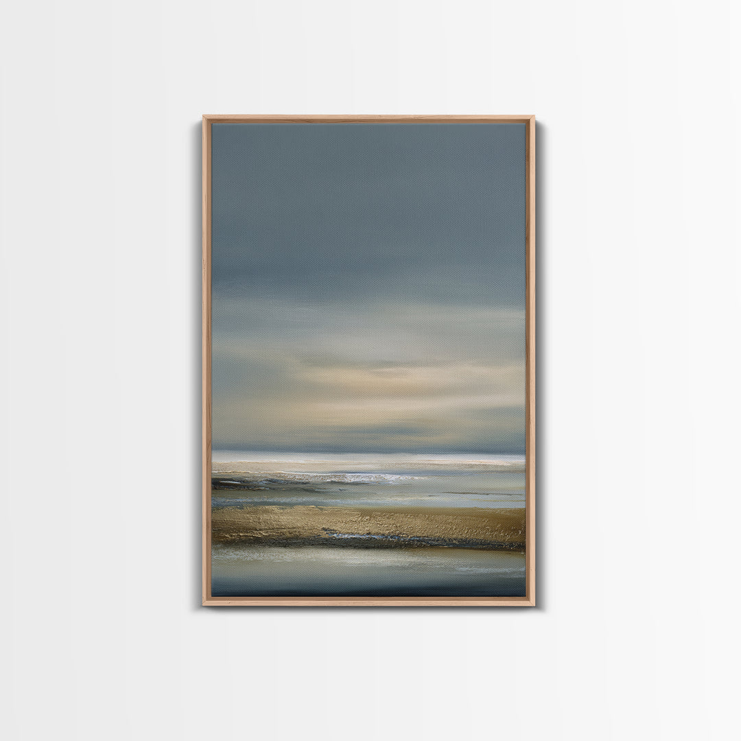 Dignified Neutral Landscape Framed Canvas Print, Office Art, Abstract Art, Office Decor, Oil Painting, Focus, OFF-2x3-87